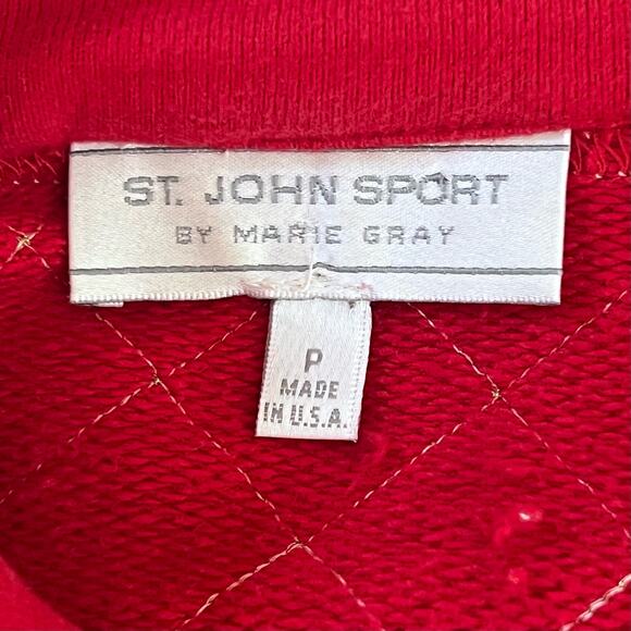 St. John Sport by Marie by Marie Gray 1/4 Zip Red Pullover Sweatshirt Size P - Picture 10 of 13